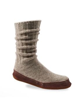 Acorn Men’s The Original Slipper Sock Sz 10.5-11.5 Blue Brown Leather bottom